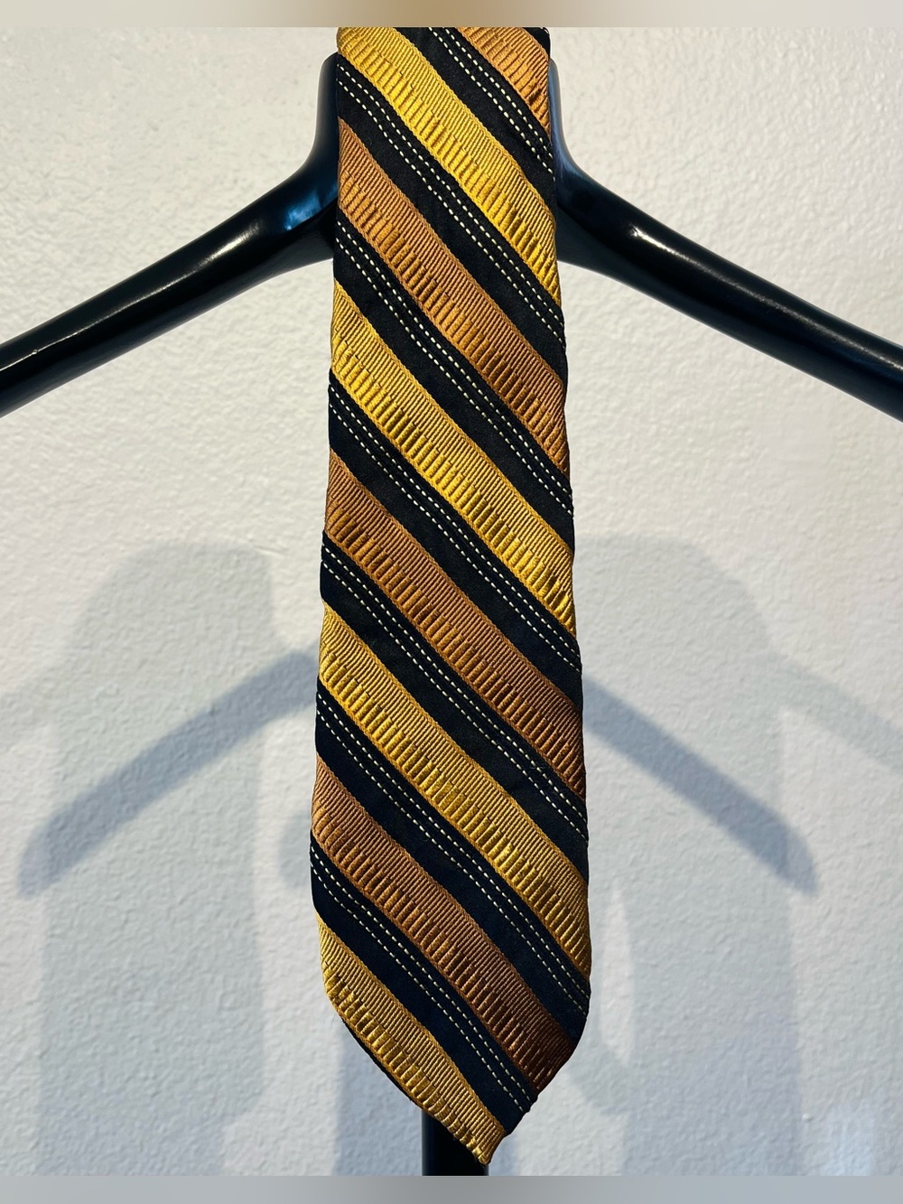 Stonehouse Studio 100% Silk Diagonal Stripe Tie in Gold and Black